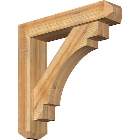 Ekena Millwork Merced Craftsman Rough Sawn Bracket w/ Offset Brace, Western Red Cedar, 6"W x 28"D x 28"H BKT0604X28X28MRC04RWR